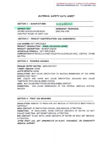 MATERIAL SAFETY DATA SHEET - Face Paints Direct