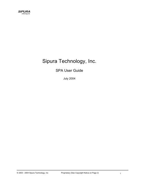 Sipura SPA3000 User Guide - MyNetFone