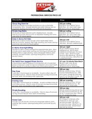 PROFESSIONAL SERVICES PRICE LIST Description Price - Fetch!