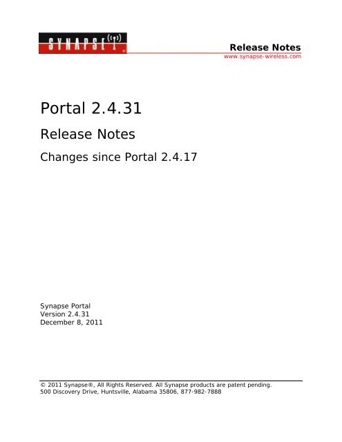 Portal 2 4 Release Notes Synapse Support Forums Synapse Wireless