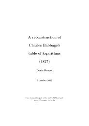 A reconstruction of Charles Babbage's table of logarithms (1827)