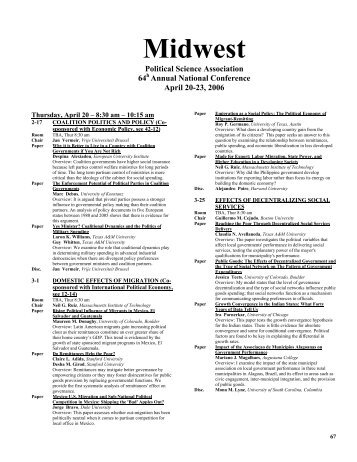 2006 Conference Program - Midwest Political Science Association