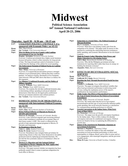 2006 conference program midwest political science association