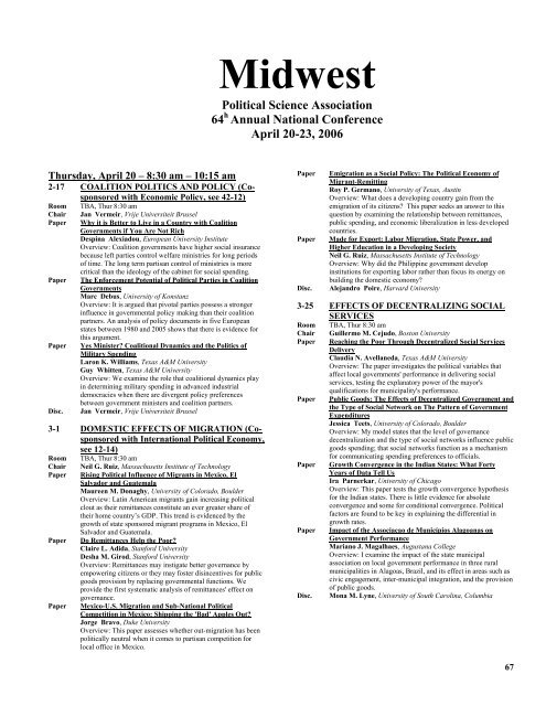 2006 Conference Program - Midwest Political Science Association