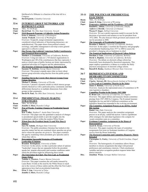 2006 Conference Program - Midwest Political Science Association