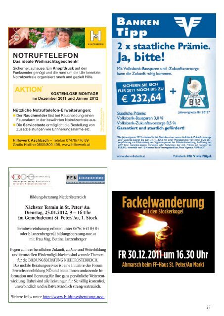 Infoblatt Nr. 286 vom 19.12.2011 - in St. Peter in der Au