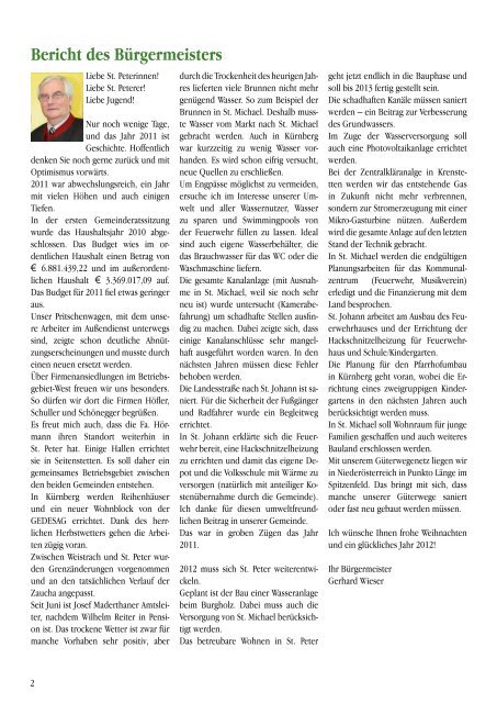 Infoblatt Nr. 286 vom 19.12.2011 - in St. Peter in der Au