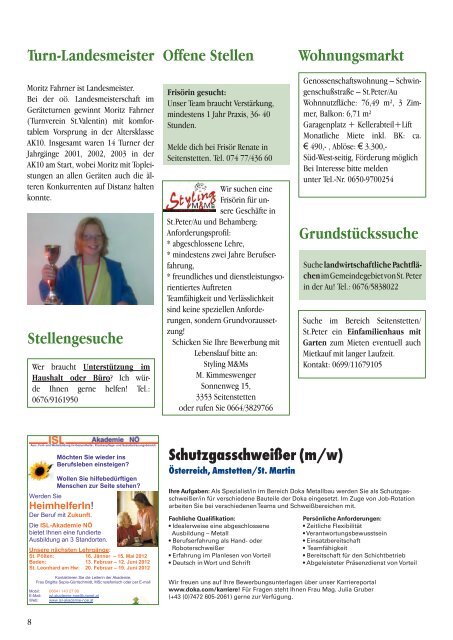 Infoblatt Nr. 286 vom 19.12.2011 - in St. Peter in der Au