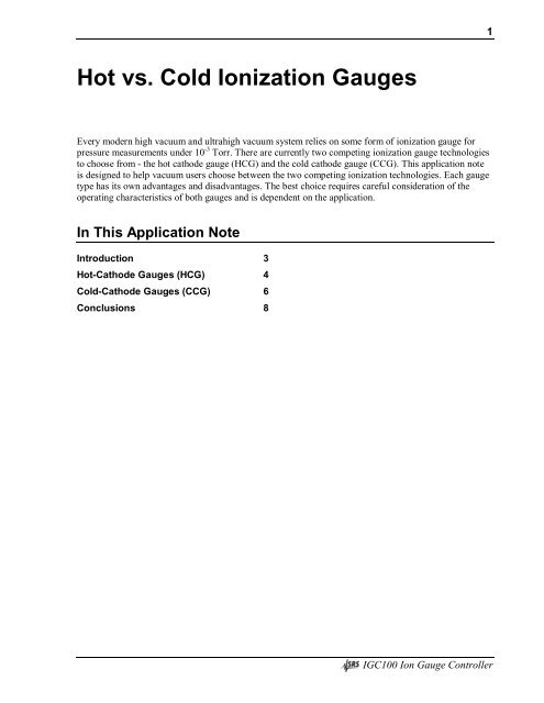 Hot vs. Cold Ionization Gauges: Which One is Best for Me?