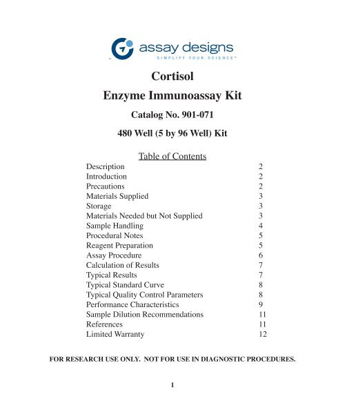 Cortisol Enzyme Immunoassay Kit - Enzo Life Sciences