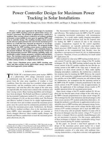 Power Controller Design for Maximum Power Tracking in Solar ...