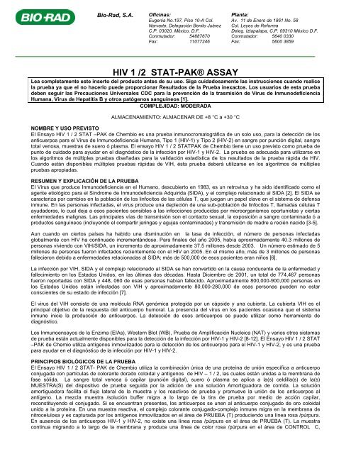 hiv 1 /2 stat-pakÂ® assay - BIO-RAD