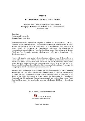 Declaração de Auditoria Independente