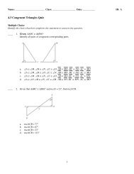 ExamView - 4.3 Congruent Triangles Quiz.tst