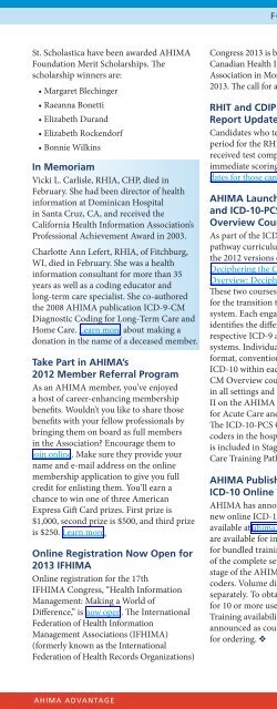 AHIMA Advantage - AHIMA Body of Knowledge - American Health ...