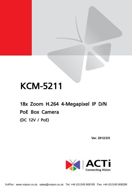 ACTi KCM-5211 Manual (PDF) - VoIPon Solutions