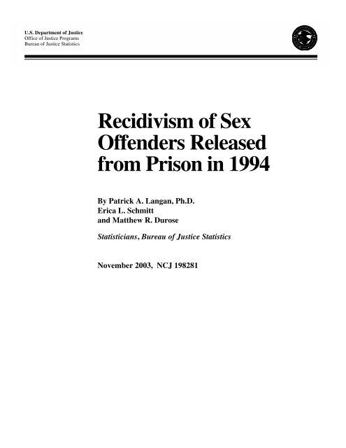 Recidivism of Sex Offendes Released from Prison in 1994