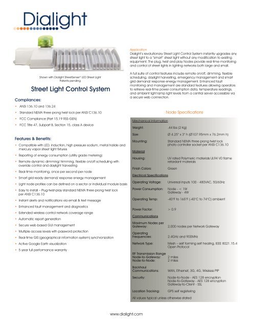 Street Light Control System Brochure - Dialight