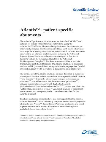 Atlantisâ¢ - patient-specific abutments - Astra Tech