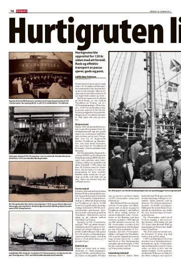 16 Hurtigruten ble opprettet for 120 Ã¥r siden med ett ... - TVU-INFO