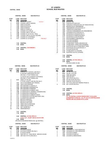 ST JOSEPH SCHOOL BUS ROUTES - St. Joseph School District