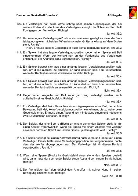 Deutscher Basketball Bund e.V. AG Regeln Fragenkatalog für ...