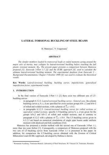 LATERAL-TORSIONAL BUCKLING OF STEEL BEAMS - apcmr