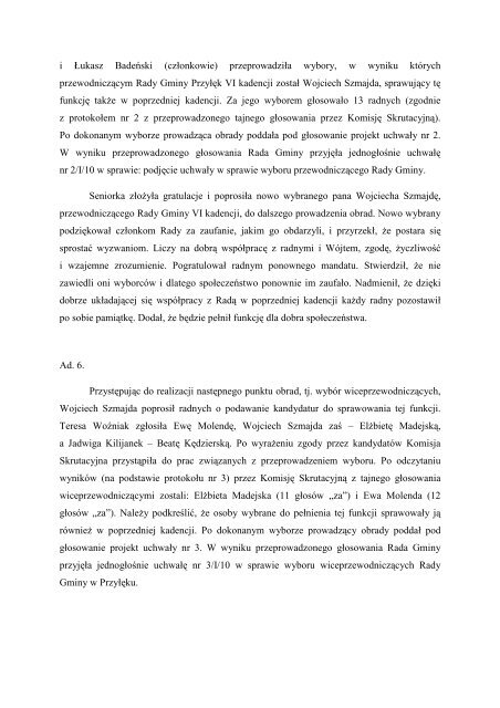 Protokół nr 1/10 - Biuletyn Informacji Publicznej, Urząd Gminy Przyłęk