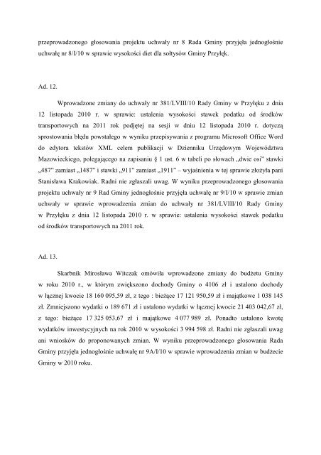 Protokół nr 1/10 - Biuletyn Informacji Publicznej, Urząd Gminy Przyłęk