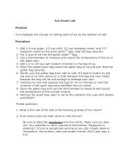 Ice Cream Lab Purpose To investigate the change in melting point of ...