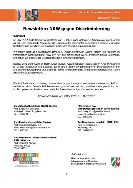 Newsletter: NRW gegen Diskriminierung - Das Netzwerk