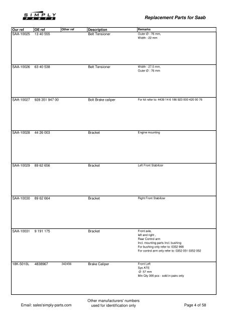 Replacement Parts Catalogue - Simply-Parts