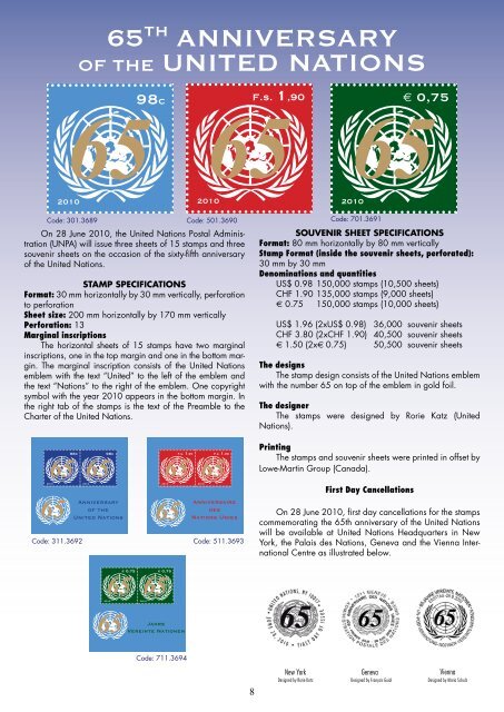 definitives postal stationery - United Nations Postal Administration