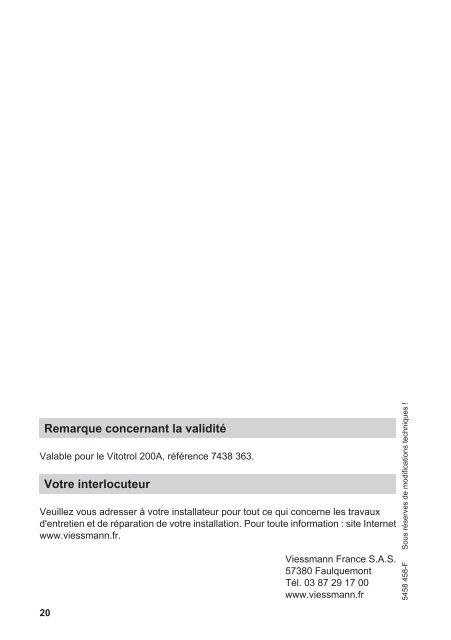 Notice d'utilisation Vitotrol 200-A388 KB - Viessmann