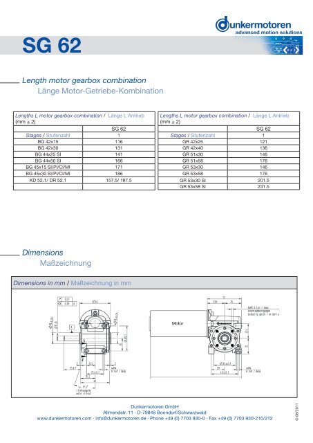 Worm Gearbox SG 62 Schneckengetriebe SG 62 ... - Dunkermotoren