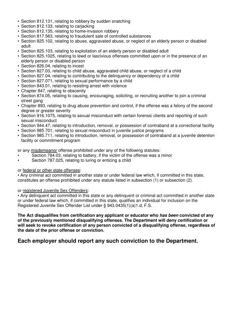 DISQUALIFYING OFFENSES DISQUALIFYING OFFENSES