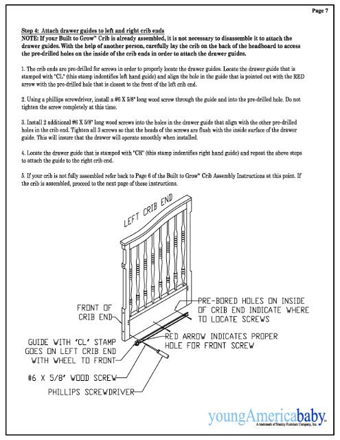 Built to Grow Crib Drawer Assembly Instructions ... - Stanley Furniture