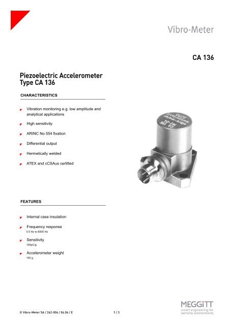 CA 136 Piezoelectric Accelerometer Type CA 136 - Istec International