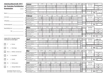 Arbeitszeitkontrollformular 2013