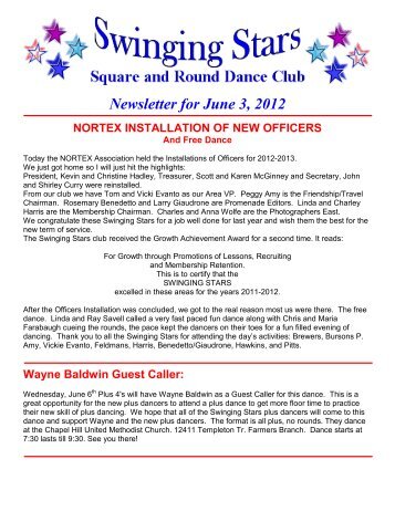 Newsletter for June 3, 2012 NORTEX ... - Swinging Stars