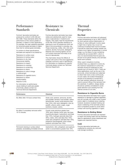 Technical Information dispelling traditions - Formica