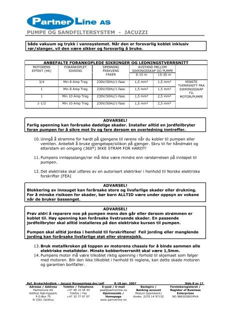 FOR PRIVATE SVÃMMEBASSENG - Partnerline AS