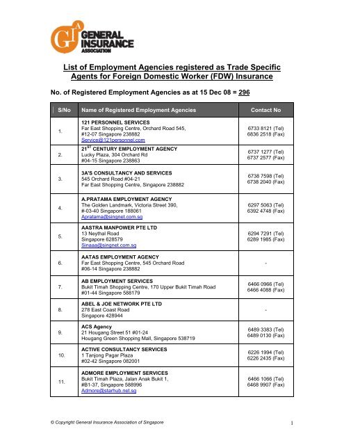 List Of Employment Agencies Registered As Trade Specific