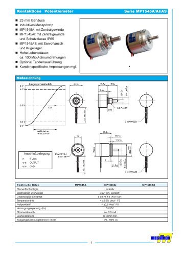 Kontaktlose Potentiometer Serie MP1545A/AI/AS - Universal Import