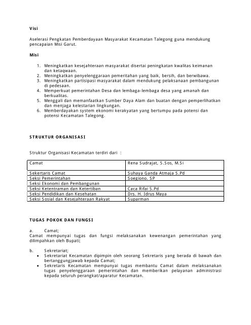 Profil Kecamatan Talegong Kantor Kecamatan Alamat Kantor ...