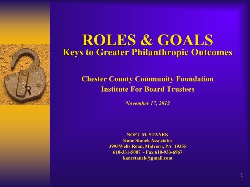 ROLES & GOALS - Chester County Community Foundation