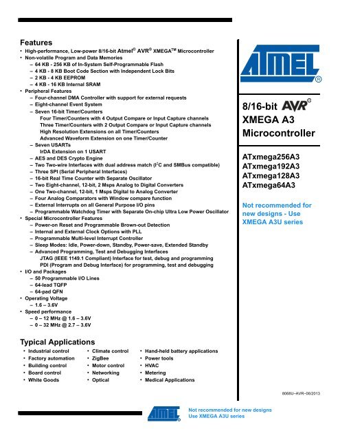 AVR XMEGA A3 Device Datasheet