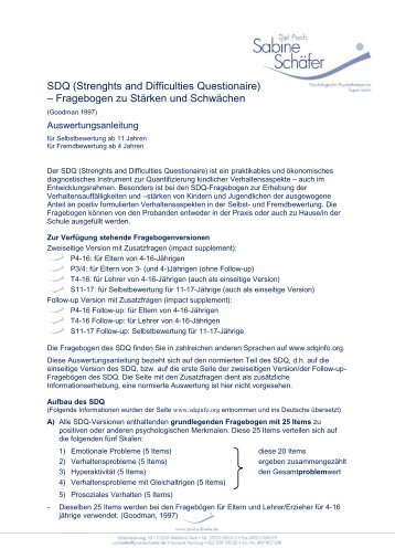 SDQ (Strenghts and Difficulties Questionaire) â Fragebogen zu ...