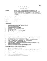 JD611 Food Service Coordinator Job Description - Derby Public ...