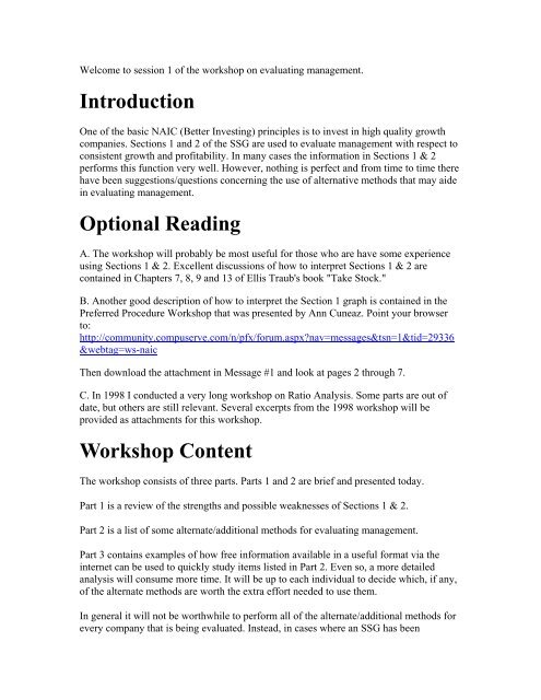 Introduction Optional Reading Workshop Content - Bivio